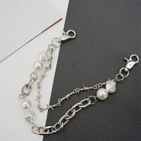 Bag Straps, Aluminum Alloy, with Plastic Pearl & Zinc Alloy, platinum color plated, Double Layer & for woman Approx 16.5 Inch 