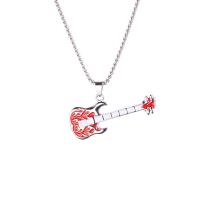 Stainless Steel Sweater Chain Necklace, 304 Stainless Steel Chain, with zinc alloy pendant, Guitar, plated, for man & enamel Approx 27.56 Inch 