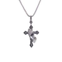 Stainless Steel Sweater Chain Necklace, 304 Stainless Steel Chain, with zinc alloy pendant, Cross, plated, for man Approx 27.56 Inch 