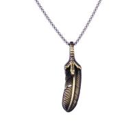 Zinc Alloy Sweater Chain Necklace, Feather, plated & for man Approx 27.56 Inch 