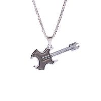 Stainless Steel Sweater Chain Necklace, 304 Stainless Steel Chain, with zinc alloy pendant, Guitar & for man Approx 27.56 Inch 