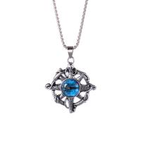 Titanium Steel Jewelry Necklace, with zinc alloy pendant, for man & hollow Approx 27.56 Inch 