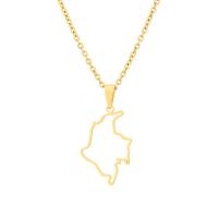 Stainless Steel Jewelry Necklace, 304 Stainless Steel, Map, Vacuum Ion Plating, fashion jewelry & Unisex & hollow Approx 19.69 Inch 
