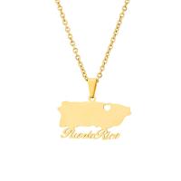 Stainless Steel Jewelry Necklace, 304 Stainless Steel, Map, Vacuum Ion Plating, fashion jewelry & Unisex Approx 19.69 Inch 