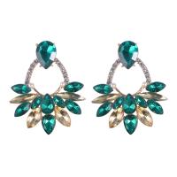 Zinc Alloy Rhinestone Drop Earring, fashion jewelry & for woman & with glass rhinestone 