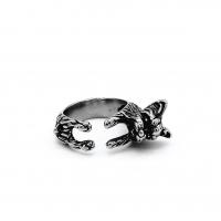 316 Stainless Steel Cuff Finger Ring, Dog, vintage & Unisex & blacken 