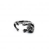 316 Stainless Steel Cuff Finger Ring, Dog, vintage & Unisex & blacken 