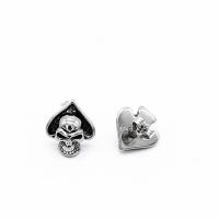 Stainless Steel Stud Earring, 316 Stainless Steel, Skull, vintage & Unisex & blacken 