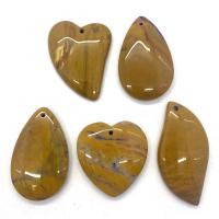 Yolk Stone Pendant, random style & 5 pieces & DIY, yellow, 35x45- 