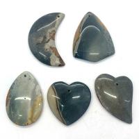 Joyas de piedras preciosas colgante, Jaspe Océano, enviado al azar & 5 piezas & Bricolaje, color mixto, 35x45-25x55mm, 5PCs/Set, Vendido por Set