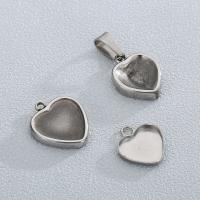 Stainless Steel Pendant Setting, 304 Stainless Steel, Heart, DIY original color 
