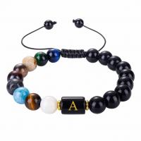 Gemstone Bracelets, Obsidian, with Knot Cord & Gemstone, with 1.97inch extender chain, handmade, Unisex 9mm Approx 7.09 Inch 