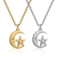 Stainless Steel Jewelry Necklace, 304 Stainless Steel, with 1.97inch extender chain, Moon and Star, Vacuum Ion Plating, fashion jewelry & for woman Approx 15.75 Inch 