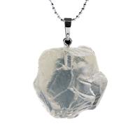 Quartz Necklace, Brass, with Gemstone, platinum color plated  & for woman Approx 17.72 Inch 