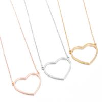 Stainless Steel Jewelry Necklace, 304 Stainless Steel, Heart, Vacuum Ion Plating, fashion jewelry & for woman & hollow cm 
