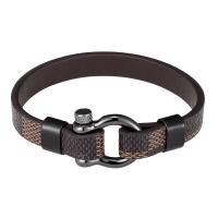 Leather Bracelet, with Titanium Steel, plated, Unisex 