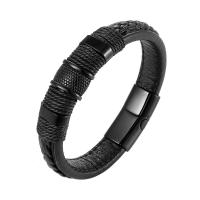 Leather Bracelet, with 316L Stainless Steel, plated, braided bracelet & for man 