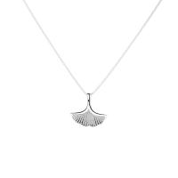 Sterling Silver Jewelry Necklace, 925 Sterling Silver, Ginkgo Leaf, plated, fashion jewelry & for woman Approx 17.7 Inch 