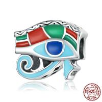 Enamel Sterling Silver European Beads, 925 Sterling Silver, oxidation, multi-colored 