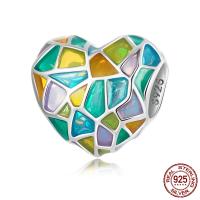 Эмаль Пандора Стерлинговые серебряные бусы, Серебро 925 пробы, Сердце, окисление, эмаль, разноцветный продается PC