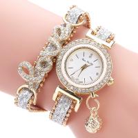 Wrap Watch, Synthetic Leather, with Glass & Zinc Alloy, fashion jewelry & for woman & with rhinestone 230mm 