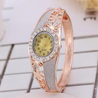 Bangle Watch, Zinc Alloy, with Glass, fashion jewelry & for woman & enamel & with rhinestone, rose gold color, Inner Approx 320mm 