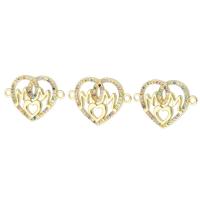 Cubic Zirconia Micro Pave Brass Connector, Heart, gold color plated, fashion jewelry & Mother Day Jewelry & DIY & micro pave cubic zirconia Approx 1.5mm 