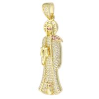 Cubic Zirconia Micro Pave Brass Pendant, gold color plated, fashion jewelry & DIY & micro pave cubic zirconia & for woman, two different colored Approx 4mm 
