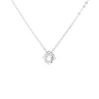 Cubic Zirconia Sterling Silver Necklace, 925 Sterling Silver, platinum plated, for woman & hollow, 7mm Approx 17.7 Inch 