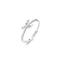 925 Sterling Silver Open Finger Ring, Thousand Origami Cranes, platinum plated, Adjustable & micro pave cubic zirconia & for woman 