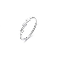 925 Sterling Silver Open Finger Ring, plated, Adjustable & micro pave cubic zirconia & for woman 