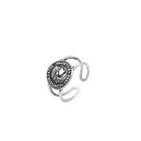 925 пробы Манжеты палец кольцо, полированный, ювелирные изделия моды & Женский & отверстие, продается PC
