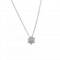 Cubic Zircon Micro Pave Sterling Silver Necklace, 925 Sterling Silver, Snowflake, fashion jewelry & micro pave cubic zirconia & for woman Approx 17.7 Inch 