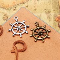Zinc Alloy Ship Wheel & Anchor Pendant, plated, DIY & hollow 