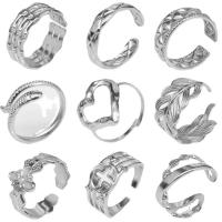 Titanium Steel Cuff Finger Ring, plated, Adjustable & Unisex & hollow 