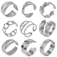 Titanium Steel Cuff Finger Ring, plated, Adjustable & Unisex & hollow 