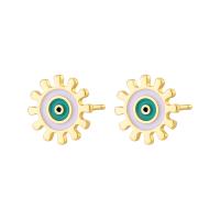 Evil Eye Earrings, Brass, 18K gold plated, fashion jewelry & for woman & enamel 