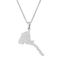 Stainless Steel Jewelry Necklace, 304 Stainless Steel, Map, Vacuum Ion Plating, fashion jewelry & Unisex Approx 19.69 Inch 