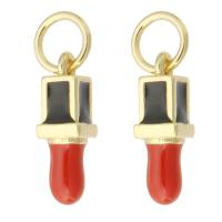 Enamel Brass Pendants, Lipstick, gold color plated, fashion jewelry & DIY & for woman, two different colored 