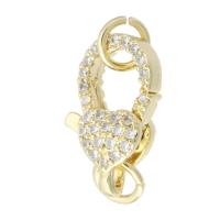 Brass Lobster Claw Clasp, gold color plated, fashion jewelry & DIY & micro pave cubic zirconia & for woman, golden, 19mm Approx 3mm 