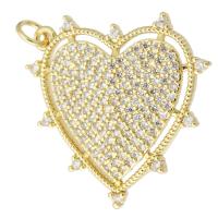 Cubic Zirconia Micro Pave Brass Pendant, Heart, gold color plated, fashion jewelry & DIY & micro pave cubic zirconia & for woman, golden Approx 2mm 
