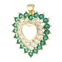 Cubic Zirconia Micro Pave Brass Pendant, Heart, gold color plated, fashion jewelry & DIY & micro pave cubic zirconia & for woman, two different colored Approx 3.5mm 