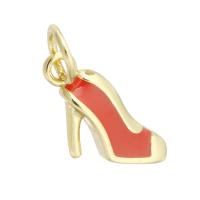 Enamel Brass Pendants, Shoes, gold color plated, fashion jewelry & DIY & for woman, red Approx 3mm 