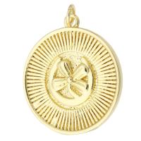 Brass Jewelry Pendants, Round, gold color plated, fashion jewelry & DIY & for woman, golden 