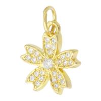 Cubic Zirconia Micro Pave Brass Pendant, Flower, gold color plated, fashion jewelry & DIY & micro pave cubic zirconia & for woman, golden Approx 3mm 