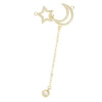 Cubic Zirconia Micro Pave Brass Pendant, Moon and Star, gold color plated, fashion jewelry & DIY & micro pave cubic zirconia & for woman & double-hole, golden, 77mm Approx 1.5mm 
