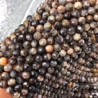 Sonnenstein Perle, rund, poliert, DIY & facettierte, schwarz, 8-8.5mm, Länge:ca. 38 cm, verkauft von Strang