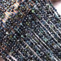 Natürlicher Turmalin Perlen, flache Runde, poliert, DIY & facettierte, blau, 2x4mm, Länge:ca. 38 cm, verkauft von Strang