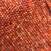 Юньнань красный агат Бусины, Квадратная форма, полированный, DIY & граненый, оранжевый, 3.5mm, длина:Приблизительно 38 см, продается Strand