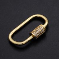 Brass Screw Carabiner Lock Charms, gold color plated, DIY & micro pave cubic zirconia, golden 